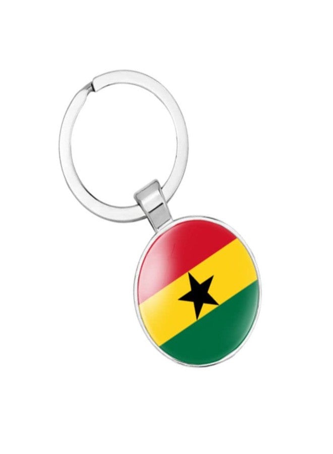 vmcoatdu Ghana National Flag Key Chain Keyring Gift Men Women Keychain Stainless Steel and Inlaid Glass Materials - Image 2